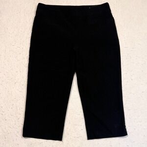 Chico's Capri Pants Black Pull On Elastic Waist Size 2 Fits 6 30x16